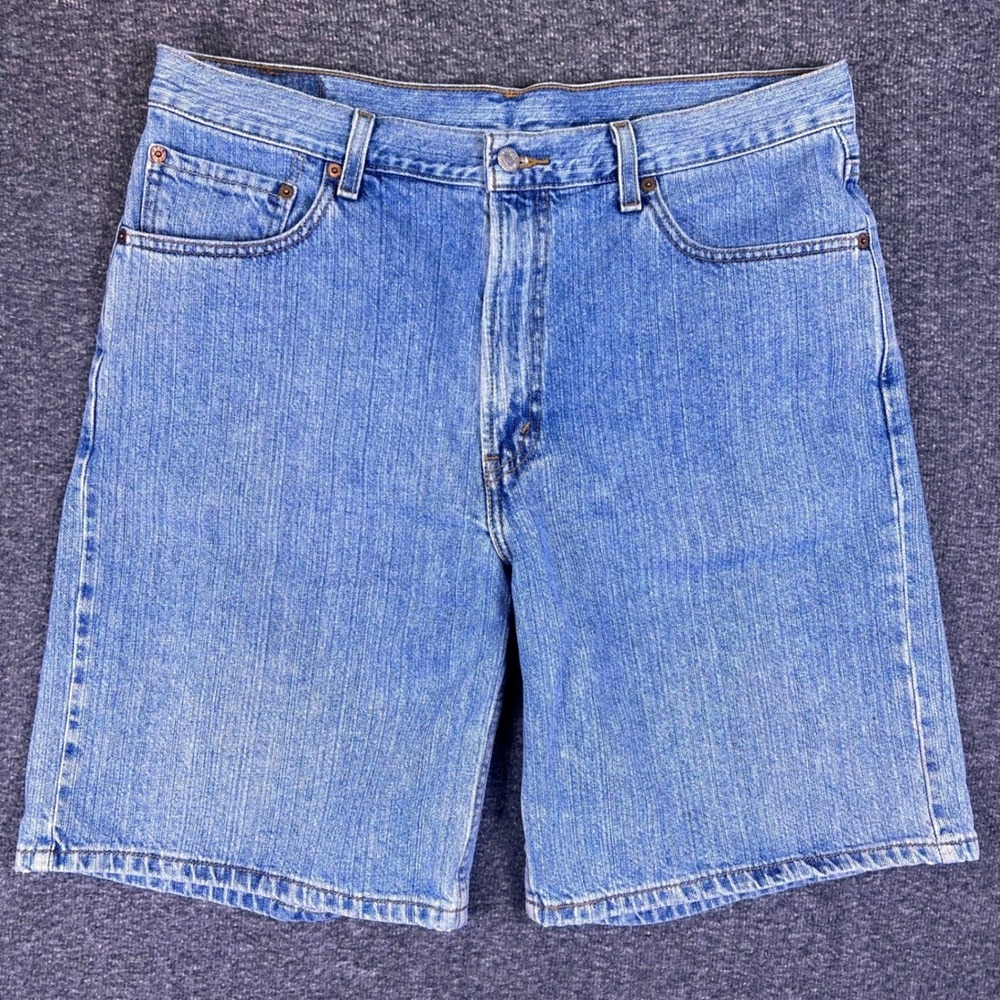 Levis 550 Shorts Mens 36 Relaxed Fit Blue Denim Jean Med Wash Bermuda Casual Dad - Picture 5 of 11